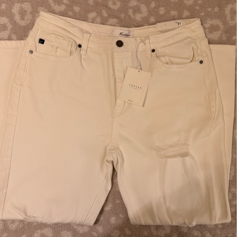 KanCan Cream Ankle Jeans